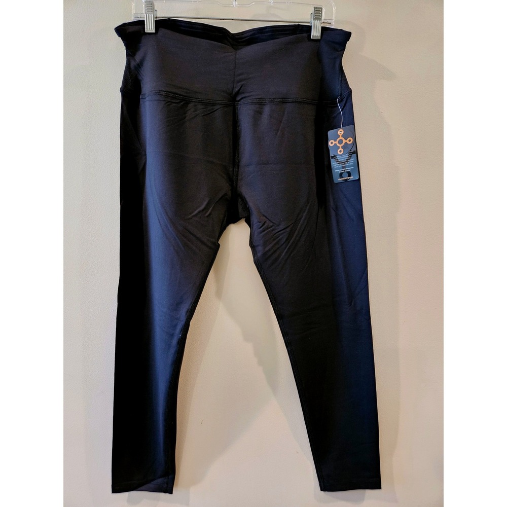 Tommie Copper Womens Lower Back Support Leggings Copper Wellness Black Size 2XL